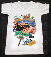 เสื้อยืดคอวีพร้อมสกรีนลายแหล่งท่องเที่ยว ลายฉะเชิงเทรา
